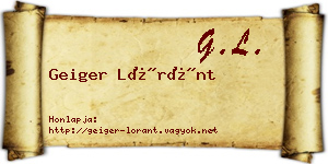 Geiger Lóránt névjegykártya
